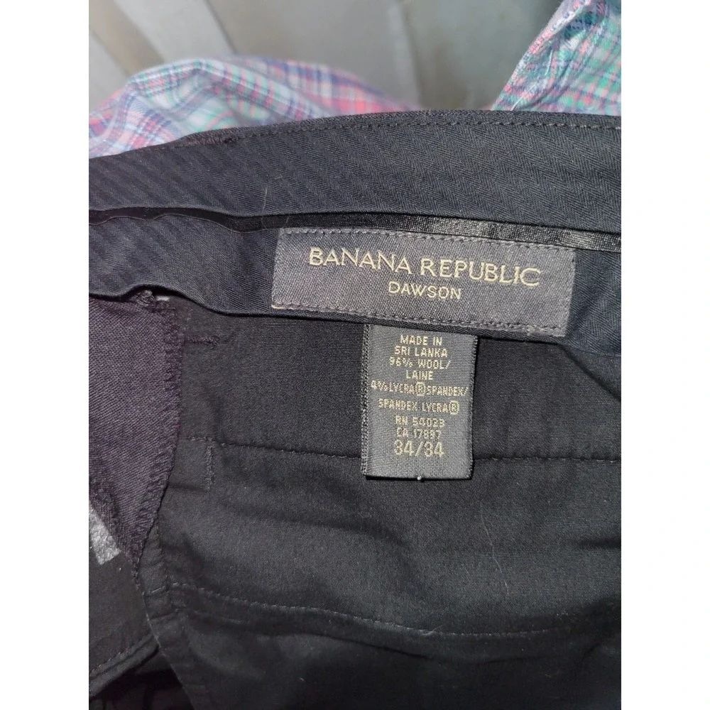 Banana Republic Dawson Mens Dress Pants 34x34 Dark Gray Wool Blend Flat Fro 1318